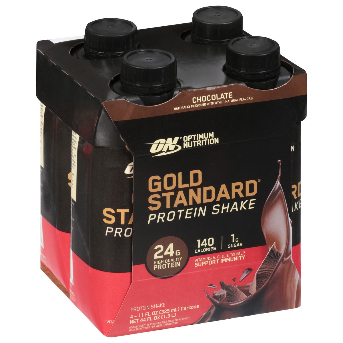 slide 9 of 9, Gold Standard Chocolate Protein Shake Carton 4 - 11 fl oz Cartons, 1 ct