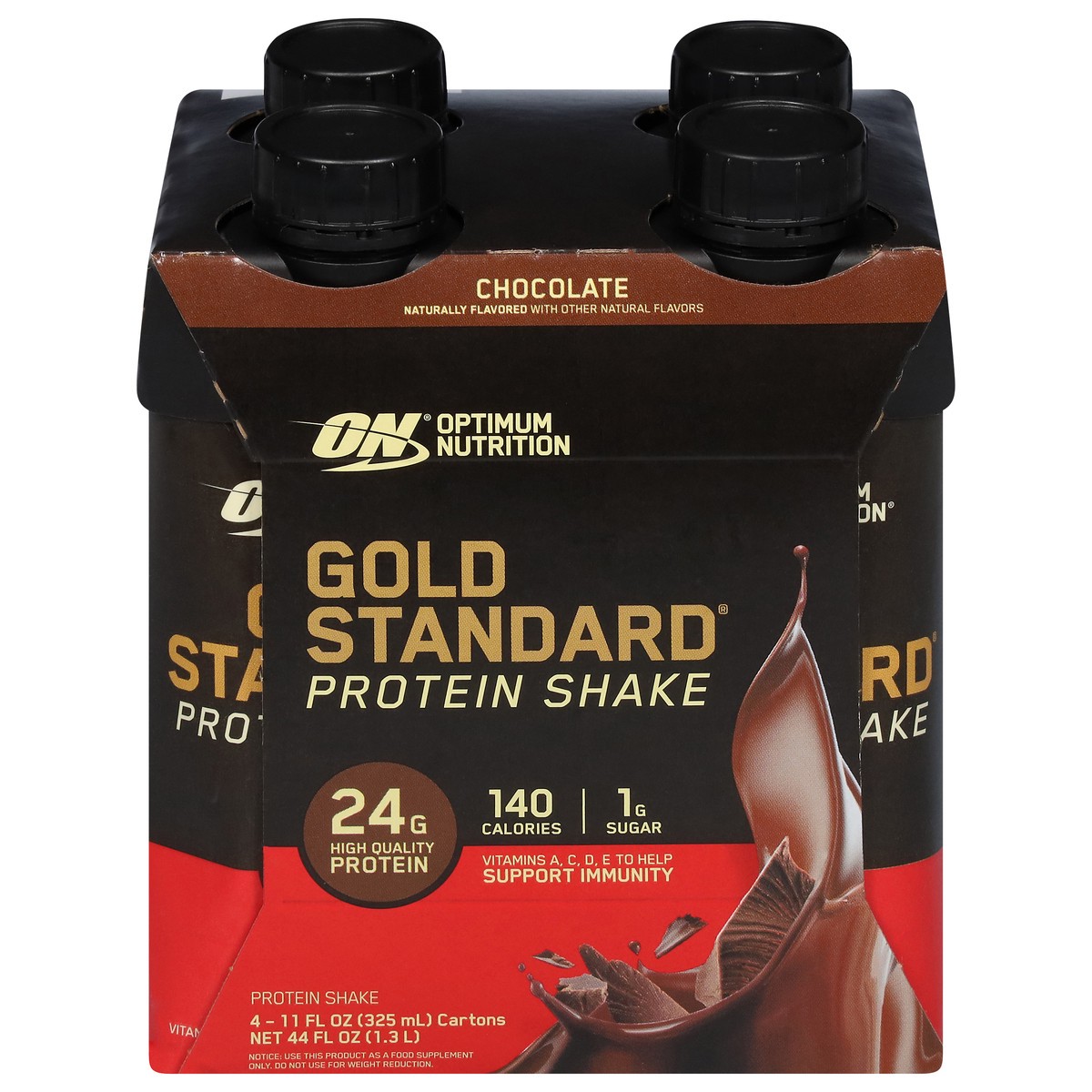 slide 1 of 9, Gold Standard Chocolate Protein Shake Carton 4 - 11 fl oz Cartons, 1 ct