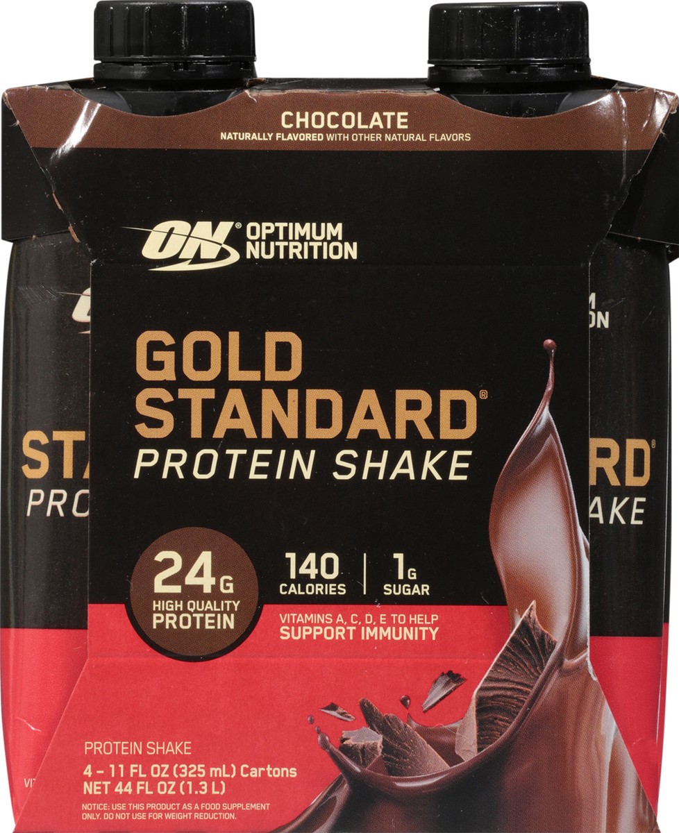 slide 4 of 9, Gold Standard Chocolate Protein Shake Carton 4 - 11 fl oz Cartons, 1 ct