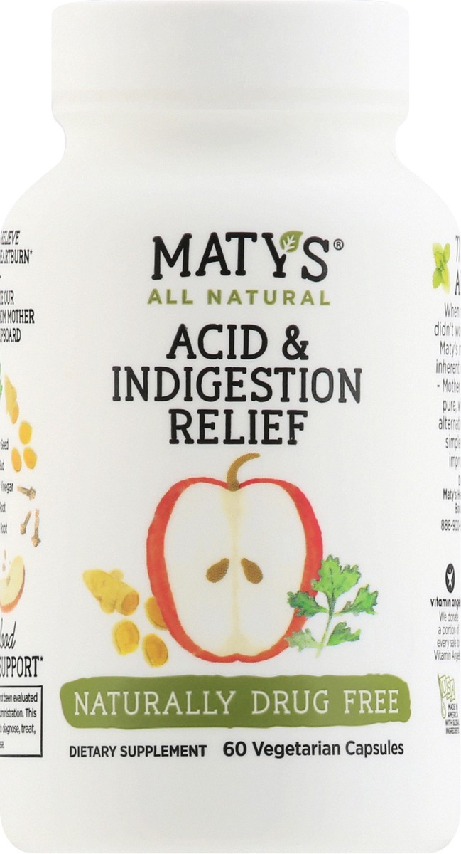 slide 6 of 9, Maty's Vegetarian Capsules Acid & Indigestion Relief 60 ea, 60 ct