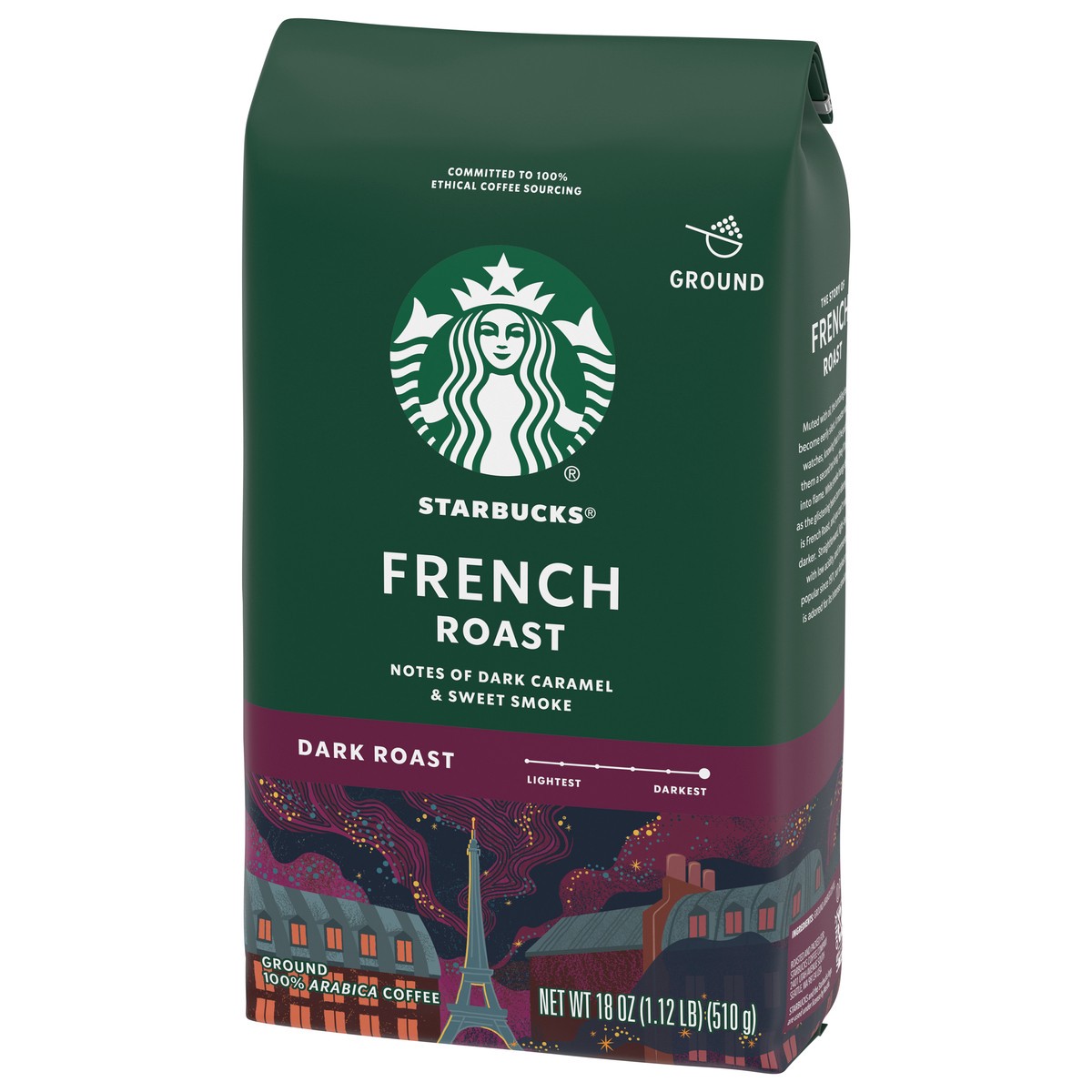 slide 4 of 9, Starbucks Ground Coffee, Dark Roast Coffee, French Roast, 100% Arabica, 1 bag (18 oz), 18 oz