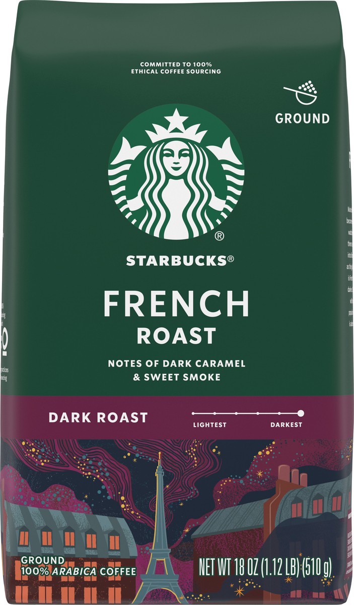 slide 8 of 9, Starbucks Ground Coffee, Dark Roast Coffee, French Roast, 100% Arabica, 1 bag (18 oz), 18 oz