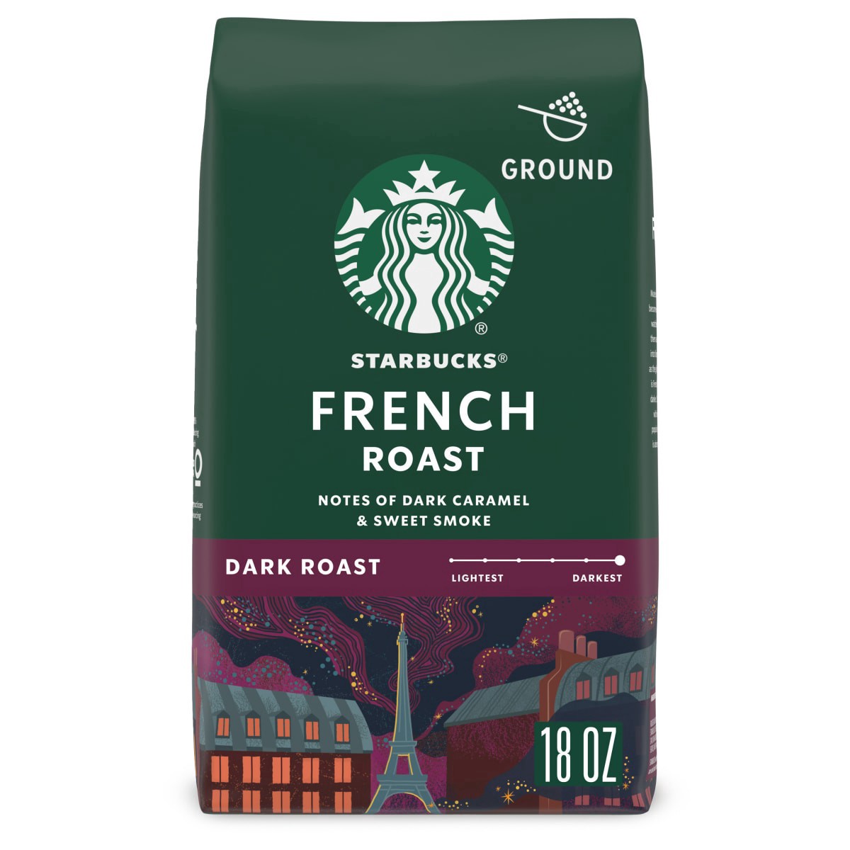 slide 1 of 9, Starbucks Ground Coffee, Dark Roast Coffee, French Roast, 100% Arabica, 1 bag (18 oz), 18 oz