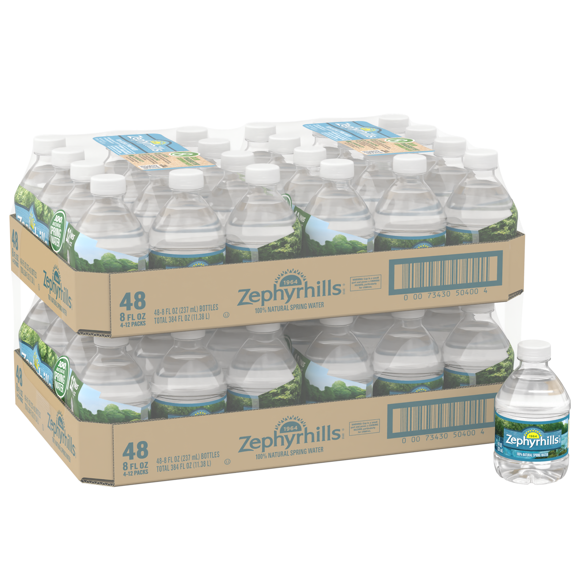 slide 3 of 5, Zephyrhills Brand 100% Natural Spring Water, 8-ounce mini plastic bottles (Total of 48), 8 oz