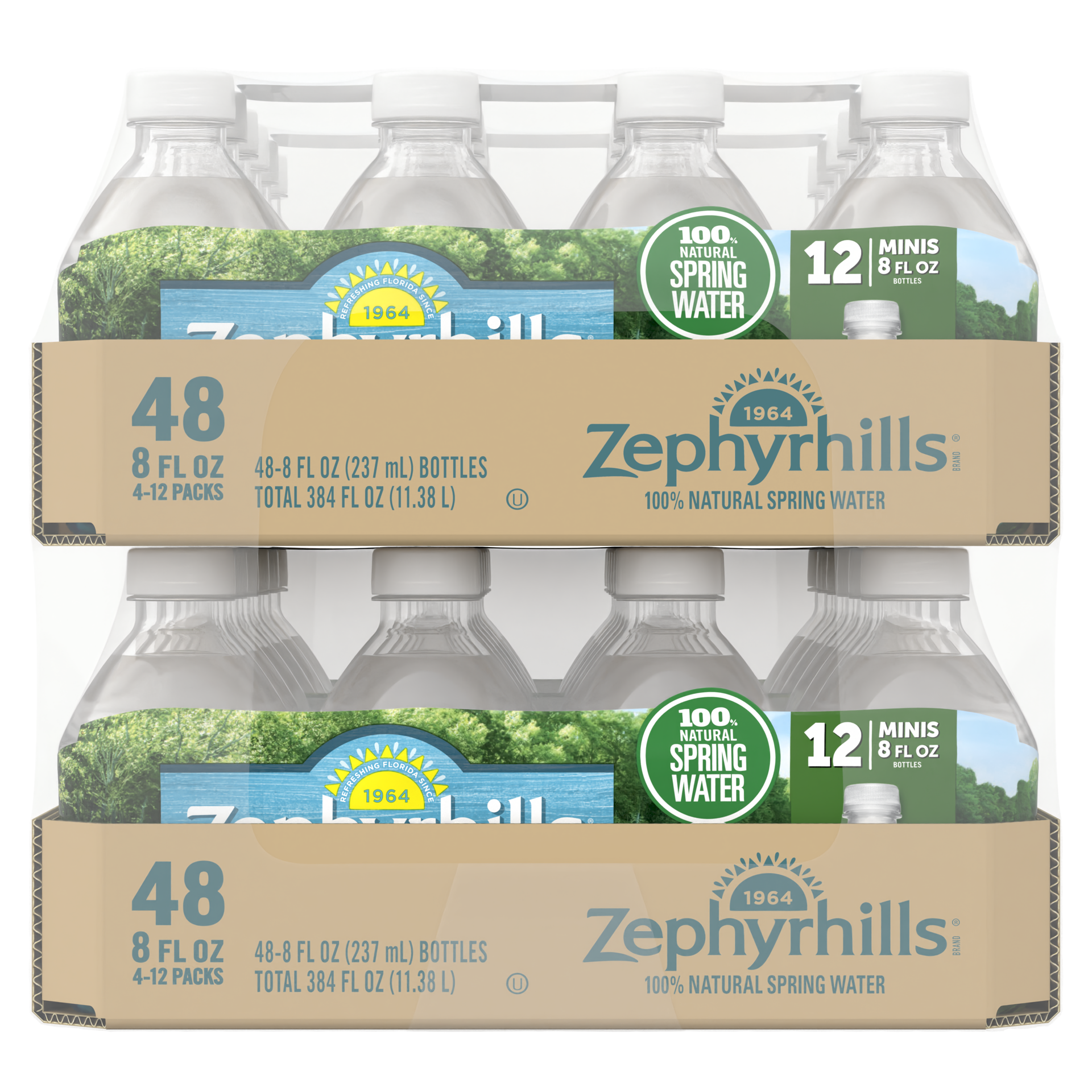 slide 4 of 5, Zephyrhills Brand 100% Natural Spring Water, 8-ounce mini plastic bottles (Total of 48), 8 oz