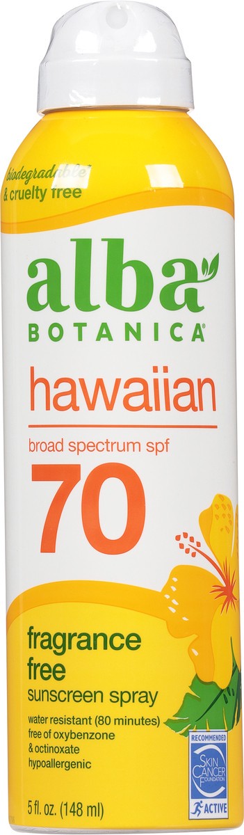 slide 12 of 12, Alba Botanica Hawaiian Broad Spectrum SPF 70 Fragrance Free Sunscreen Spray 5 fl oz, 5 oz