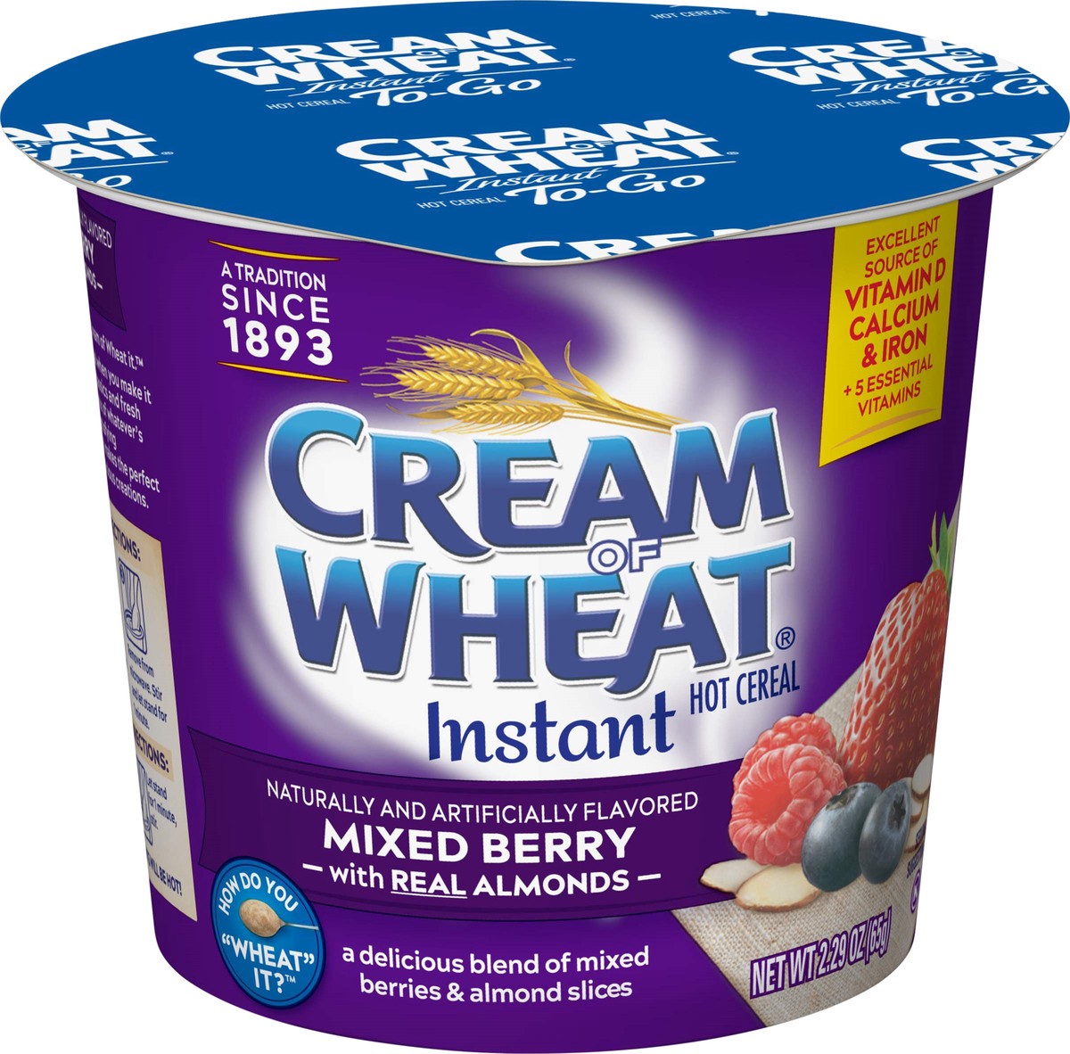 slide 7 of 7, Cream Of Wheat To-Go Instant Mixed Berry with Almonds Hot Cereal 2.29 oz, 2.29 oz