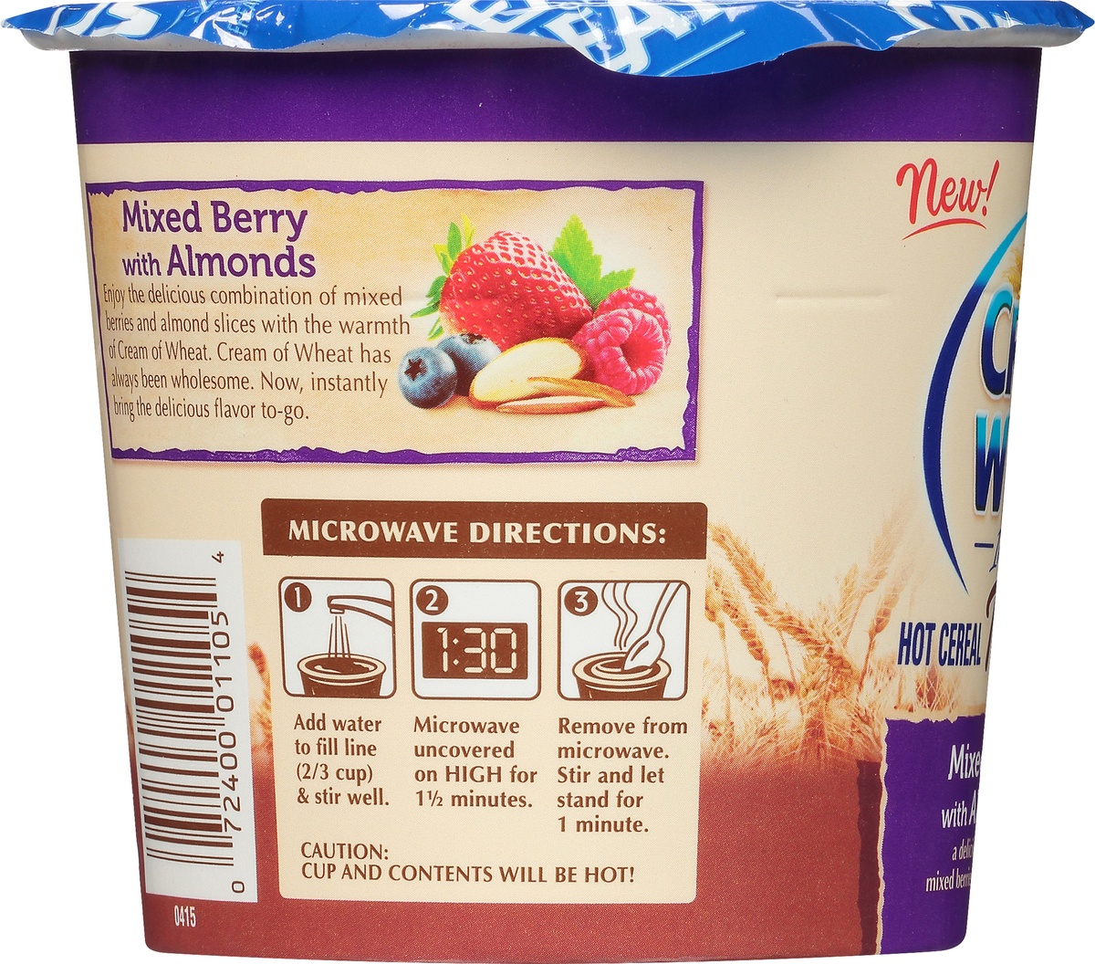 slide 5 of 9, Cream of Wheat® To-Go Mixed Berry with Almonds Instant Hot Cereal 2.29 oz. Cup, 2.29 oz