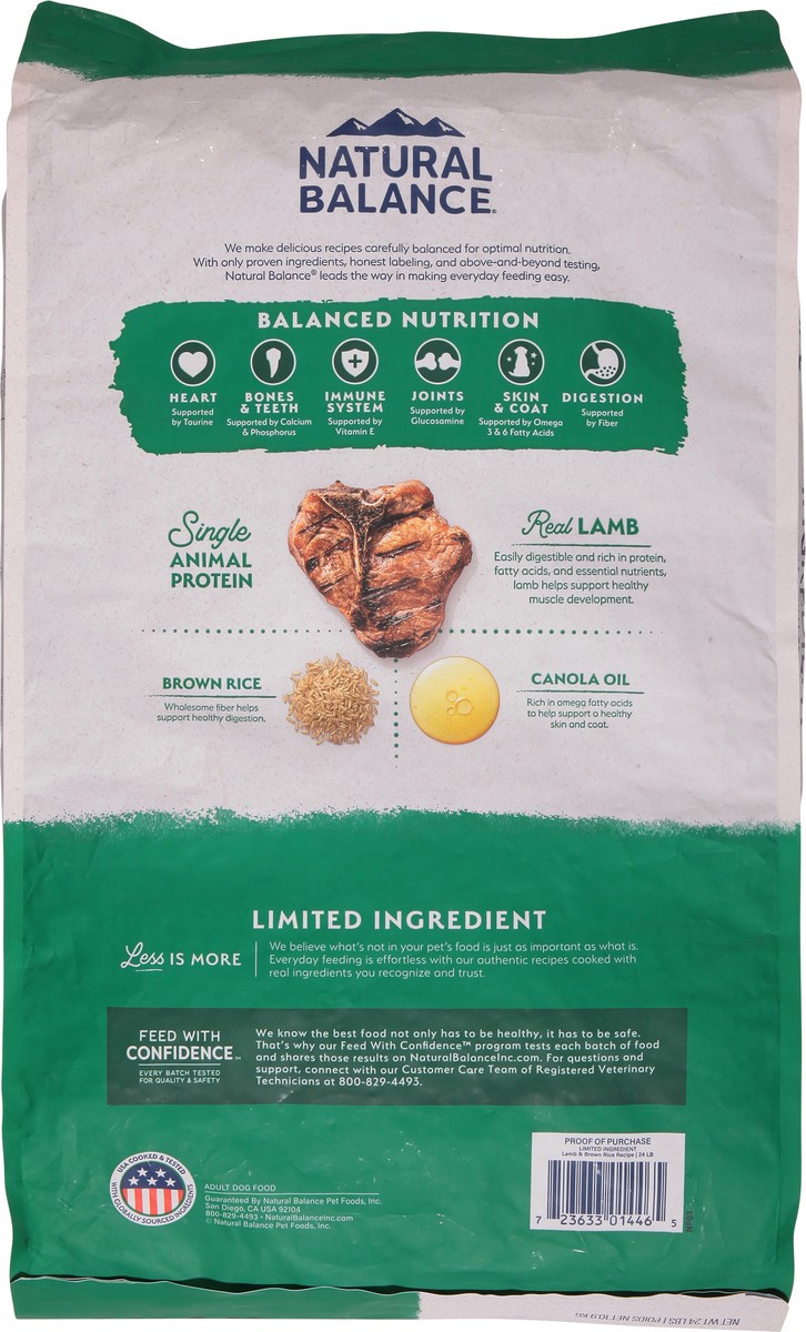 slide 3 of 14, Natural Balance Limited Ingredient Adult Lamb & Brown Rice Recipe Dog Food 24 lb, 24 lb