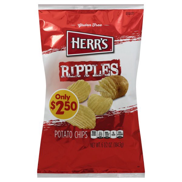 slide 1 of 1, Herr's Herr Ripple Potato Chips Regular, 6.5 oz