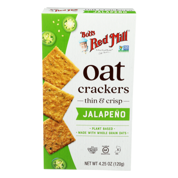 slide 1 of 1, Bobs Red Mill Bobs Red Mill Jalapeno Oat Crackers, 4.25 oz