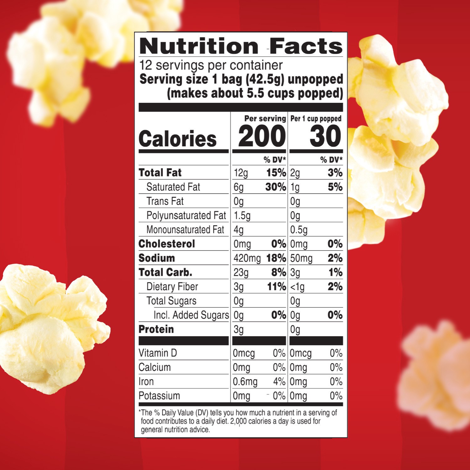 slide 5 of 5, Orville Redenbacher's Movie Theater Butter Microwave Popcorn, 1.5 oz. Single Serve Bag, 12 Count, 12 ct