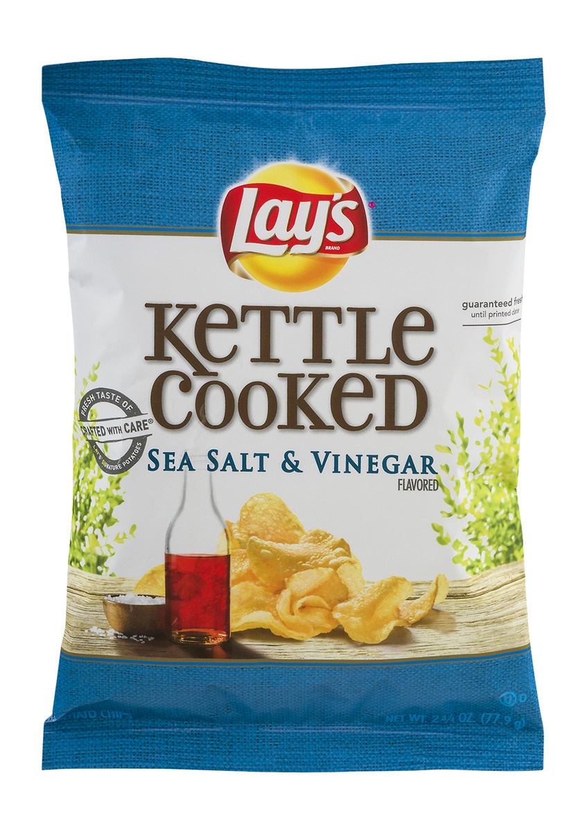 slide 1 of 4, Lay's Kettle Cooked Sea Salt & Vinegar Potato Chips, 2.75 oz