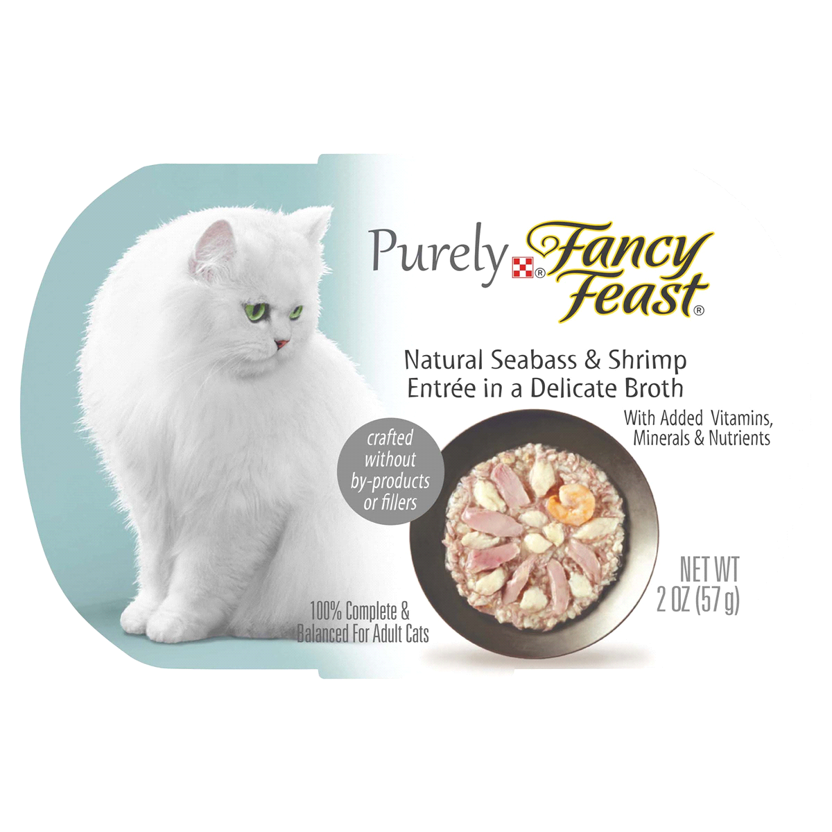 slide 1 of 9, Purina Fancy Feast Natural Seabass And Shrimp Wet Cat Food Tray, 2 oz