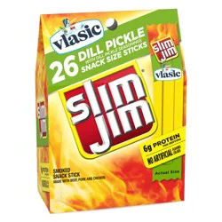 Slim Jim Vlasic Dill Pickle Snack Size Meat Sticks, 0.28 oz. each, 26-Count