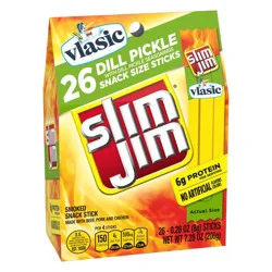 Slim Jim Vlasic Dill Pickle Snack Size Meat Sticks, 0.28 oz. each, 26-Count