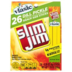 Slim Jim Vlasic Dill Pickle Snack Size Meat Sticks, 0.28 oz. each, 26-Count