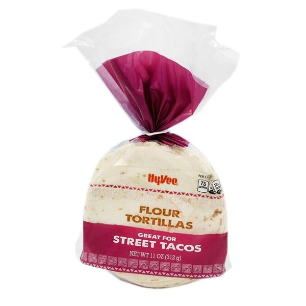 slide 1 of 1, Hy-Vee Street Tacos Flour Tortillas, 11 oz