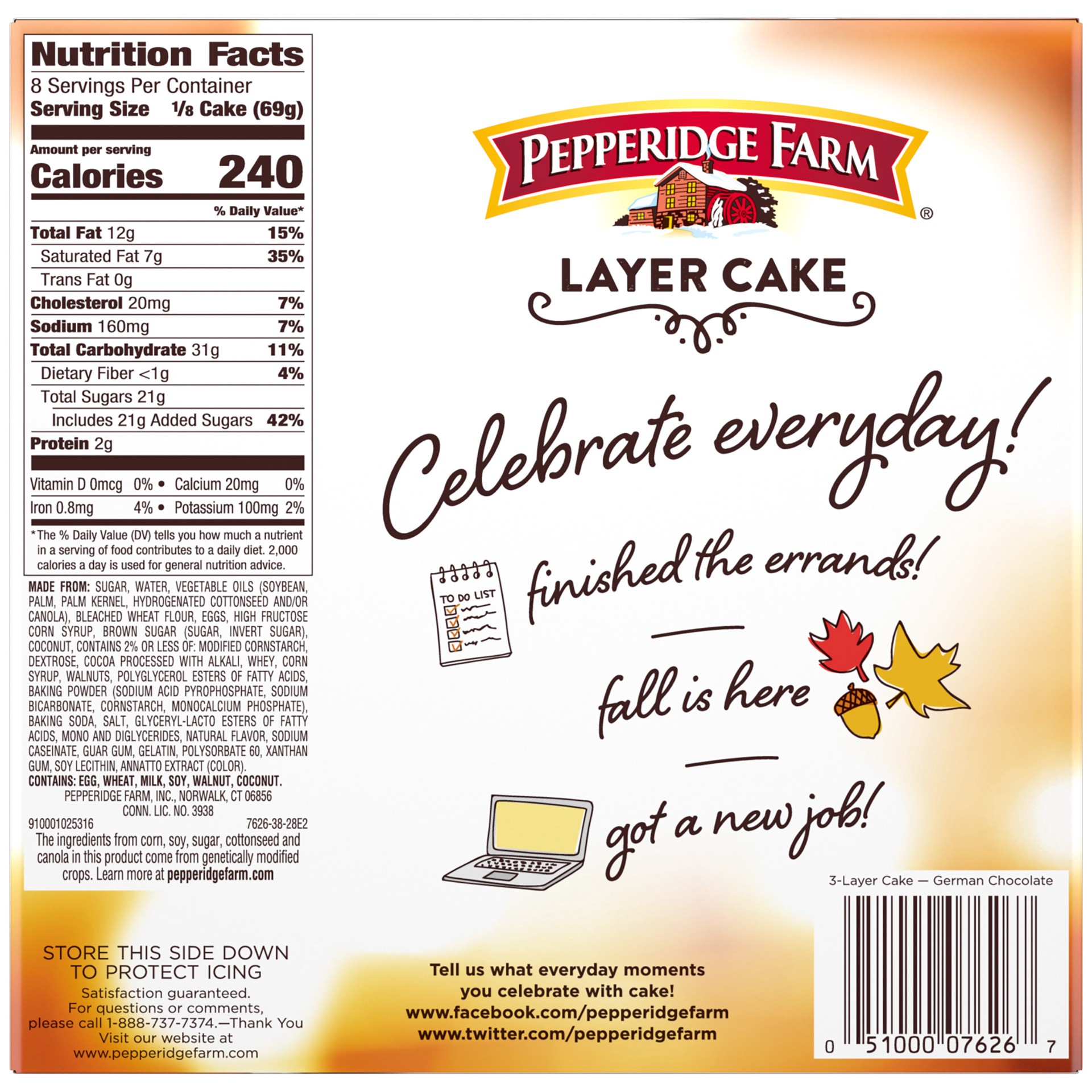 slide 4 of 10, Pepperidge Farm Frozen German Chocolate Layer Cake, 19.6 oz