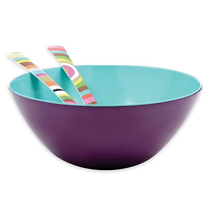 slide 1 of 1, French Bull Two-Tone Large Serving Bowl - Grape/Turquoise, 1 ct