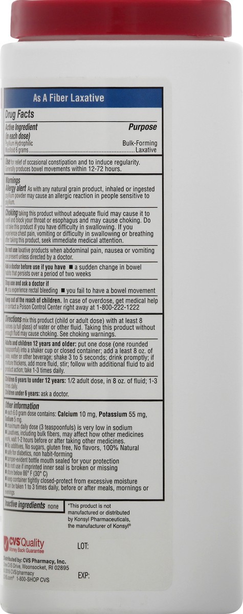slide 6 of 10, CVS Health Natural Fiber Supplement, 75 Dose, 15.9 oz; 450 gram