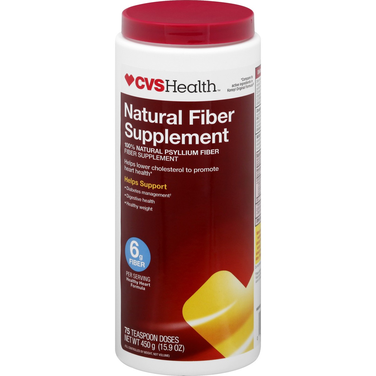 slide 4 of 10, CVS Health Natural Fiber Supplement, 75 Dose, 15.9 oz; 450 gram