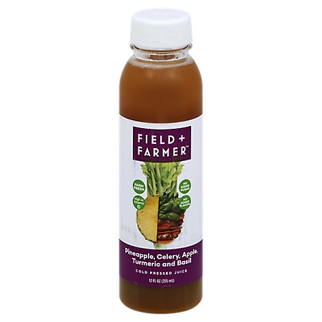 slide 1 of 1, Field & Farmer Pineapple Basil Turmeric Juice, 12 fl oz