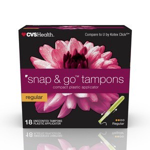 slide 1 of 1, CVS Health Snap & Go Tampons, Regular, 18 ct