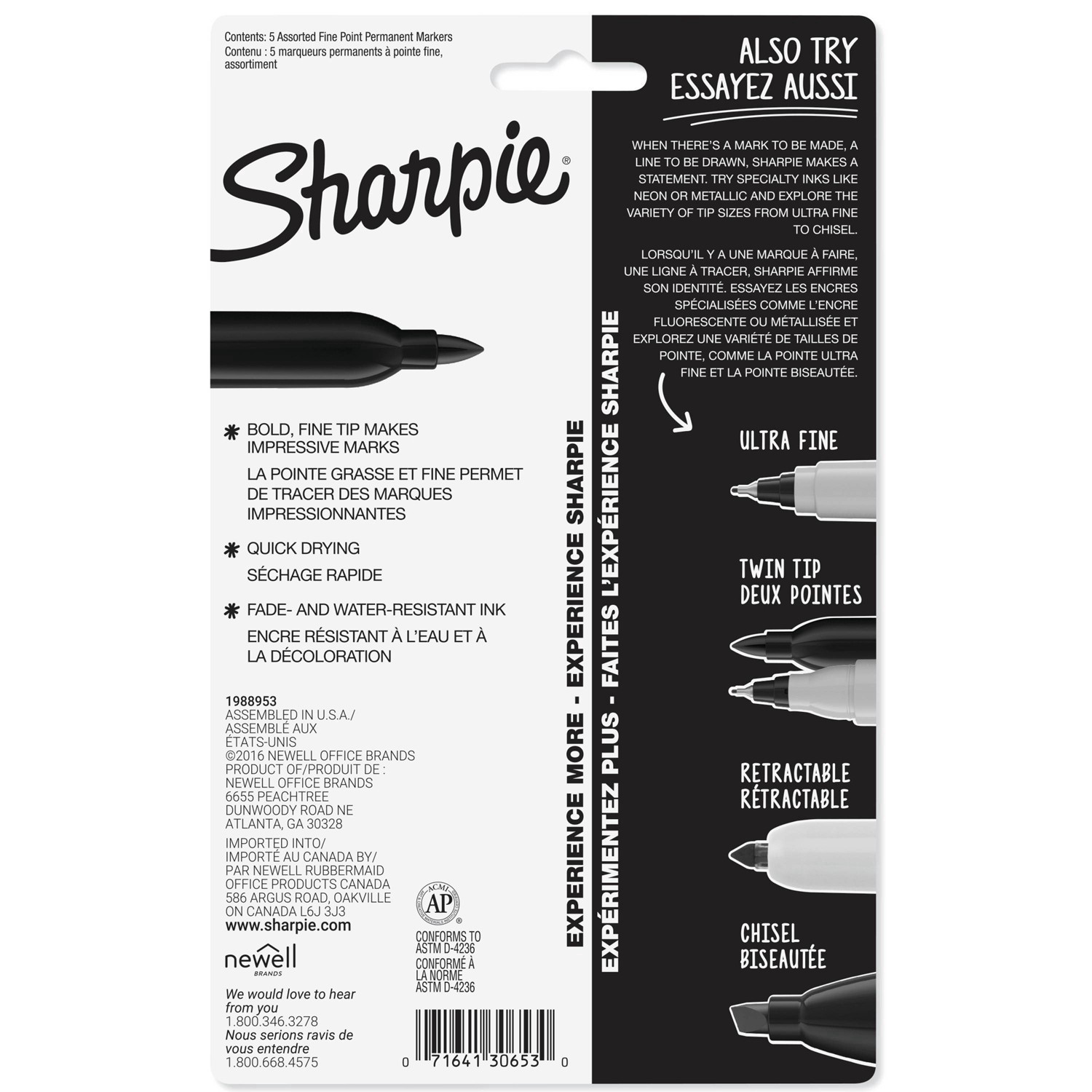 slide 4 of 47, Sharpie 5pk Permanent Markers Fine Tip Multicolored, 5 ct