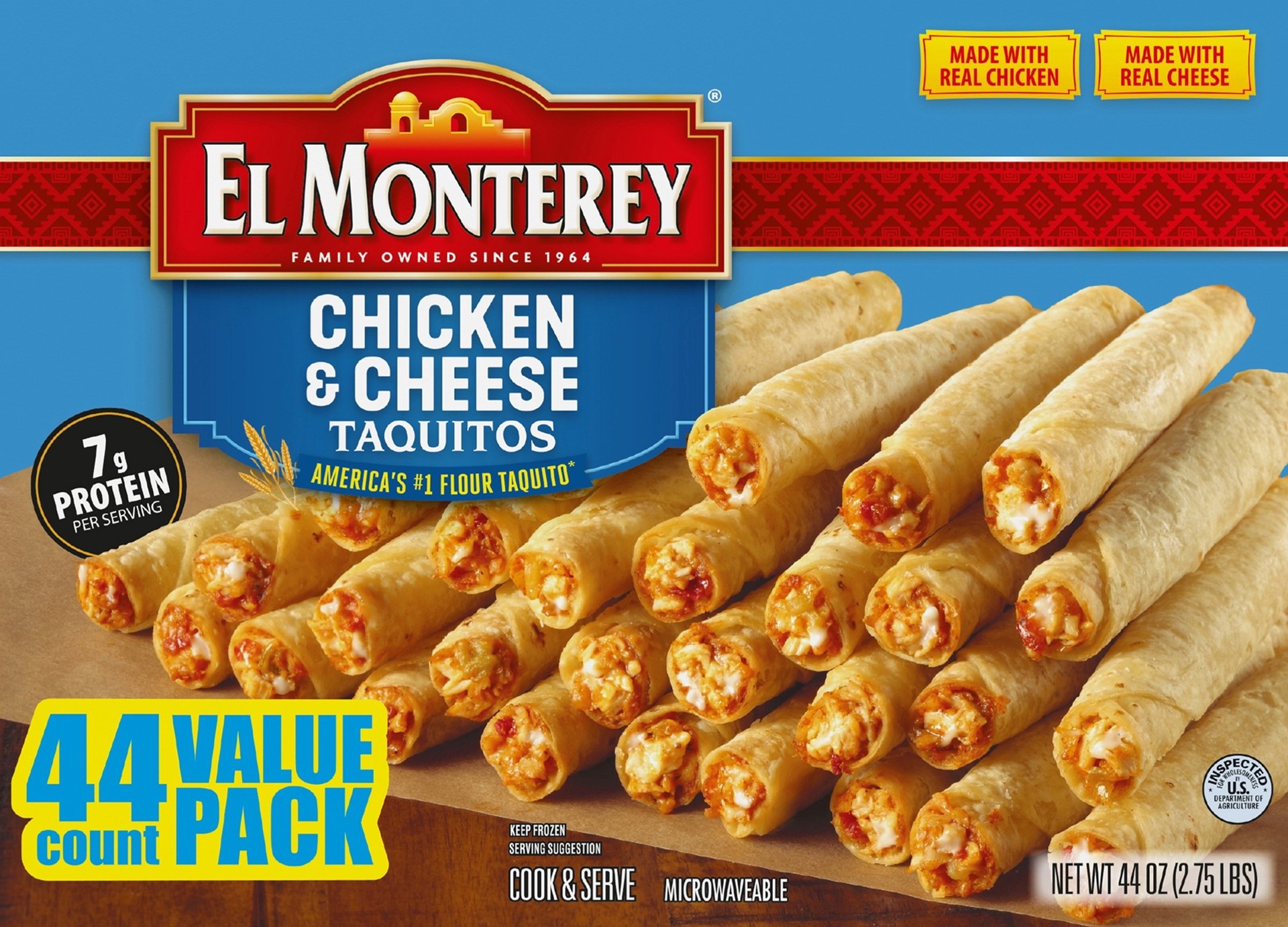 slide 1 of 1, El Monterey Chicken & Cheese Taquitos Value Pack 44ct, 44oz, 44 ct