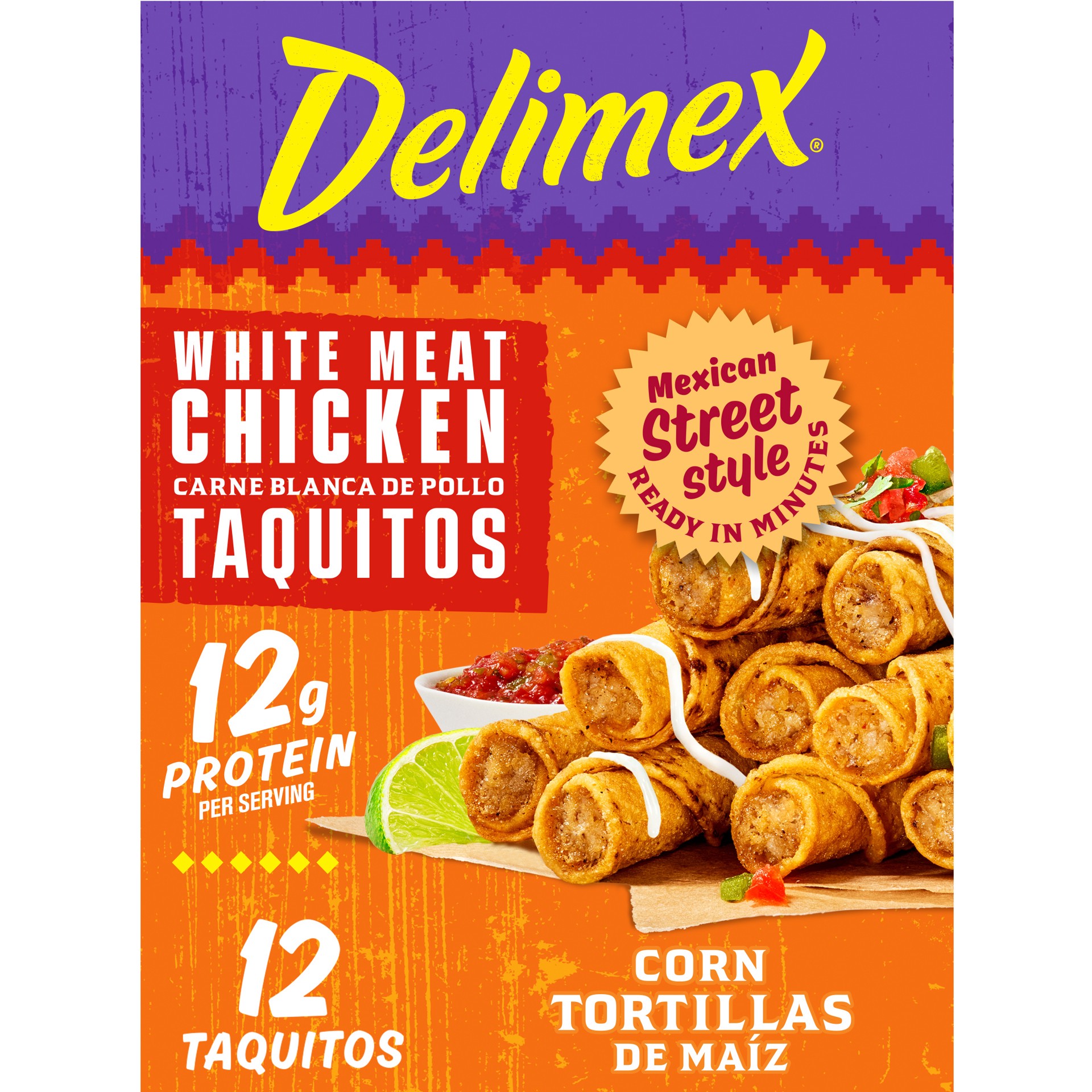 slide 1 of 5, Delimex White Meat Chicken Taquitos Frozen Snacks, 12 ct Box, 12 ct