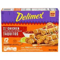 Delimex White Meat Chicken Taquitos Frozen Snacks, 12 ct Box