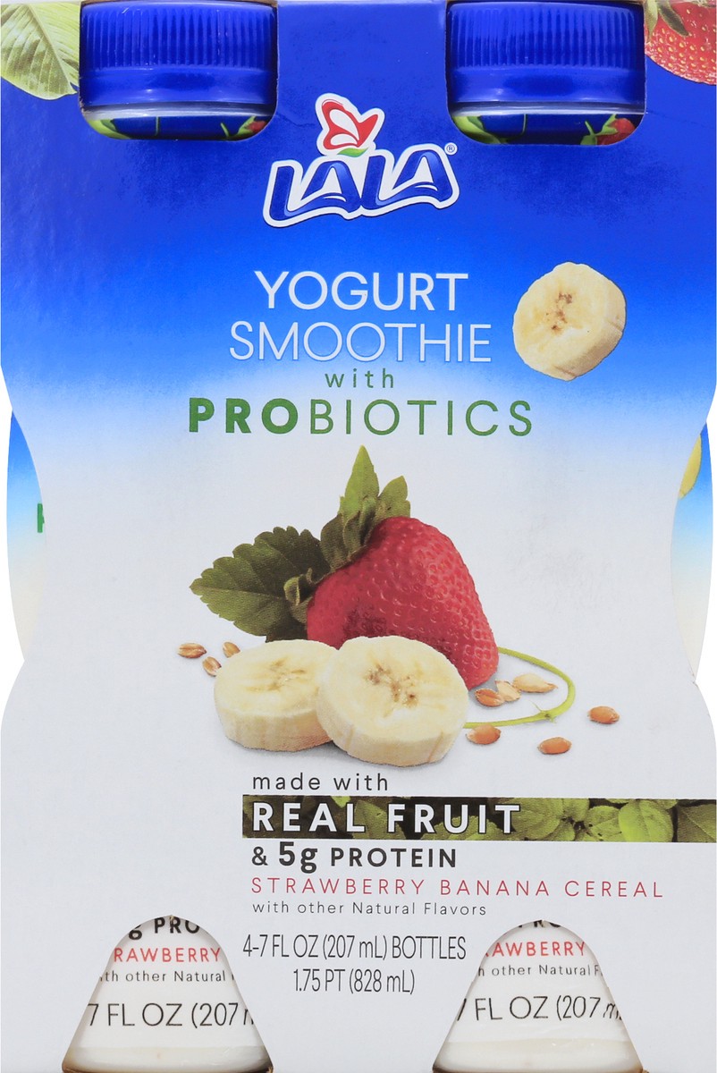 slide 9 of 10, LALA Strawberry Banana Cereal Yogurt Smoothie 4 pack, 4 ct