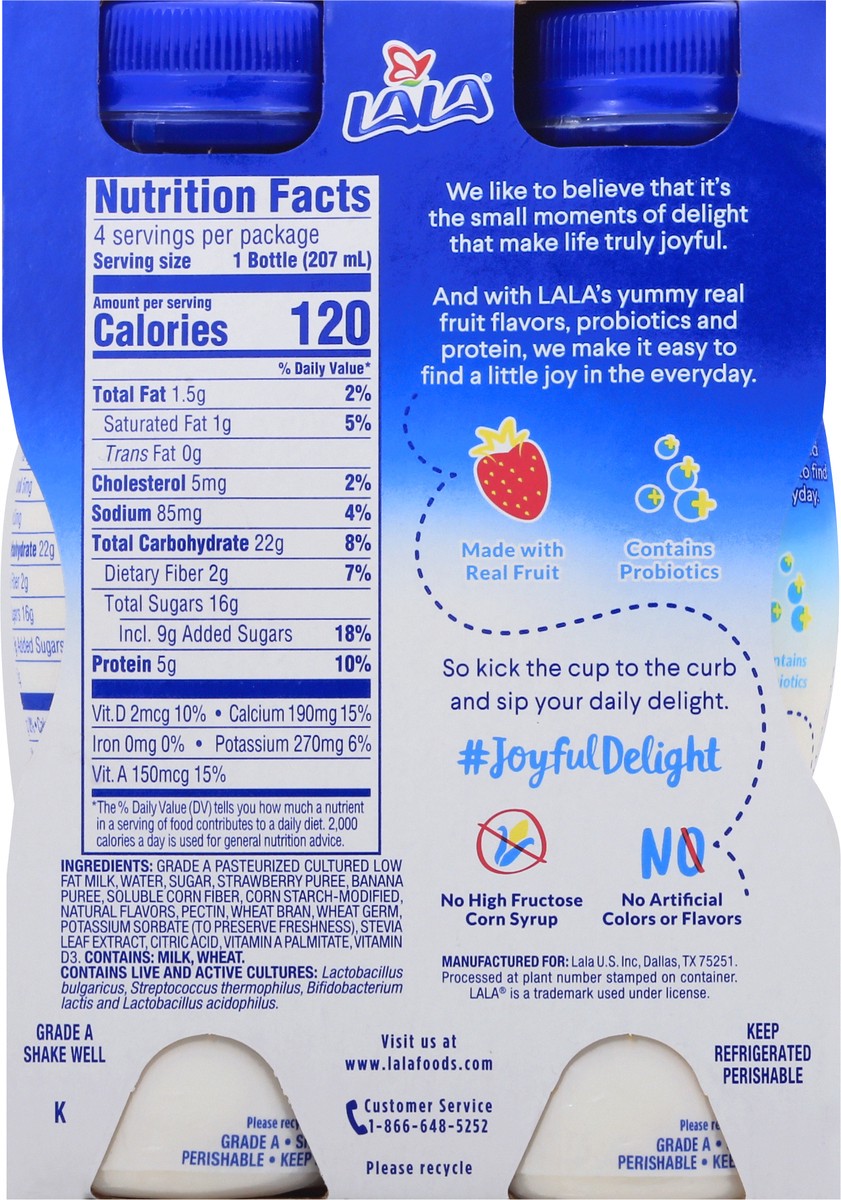 slide 3 of 10, LALA Strawberry Banana Cereal Yogurt Smoothie 4 pack, 4 ct