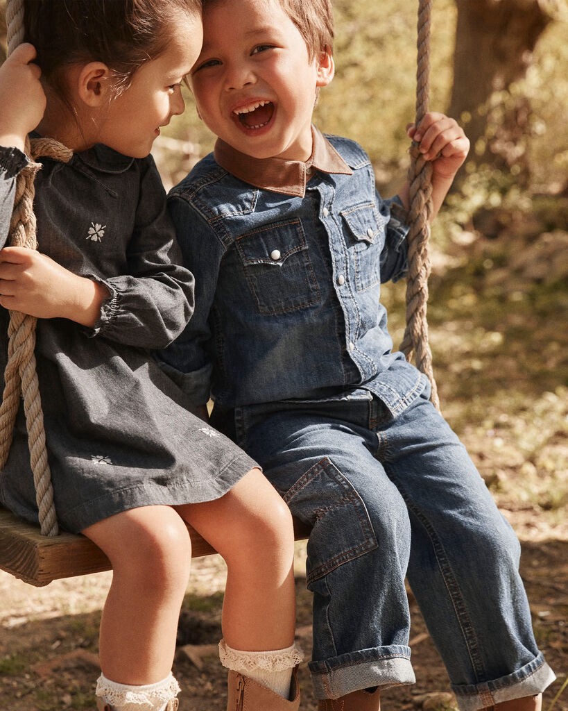 slide 3 of 5, Oshkosh Toddler Boy Denim Carpenter Jeans - Blue Blue 2T, 1 ct
