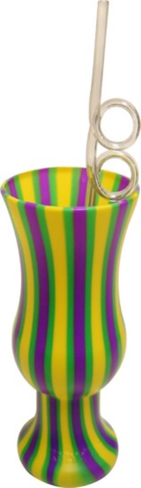 slide 1 of 1, Funtime Mardi Gras Plastic Hurricane Glass With Straw, 1 ct