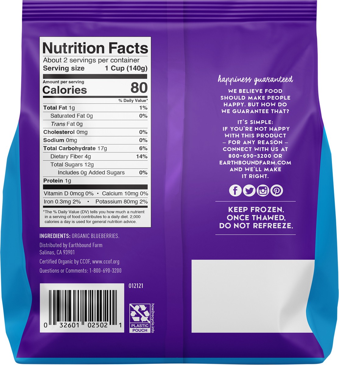 slide 3 of 3, Earthbound Farm Earth Bound Organic Frozen Blueberries, 10 oz