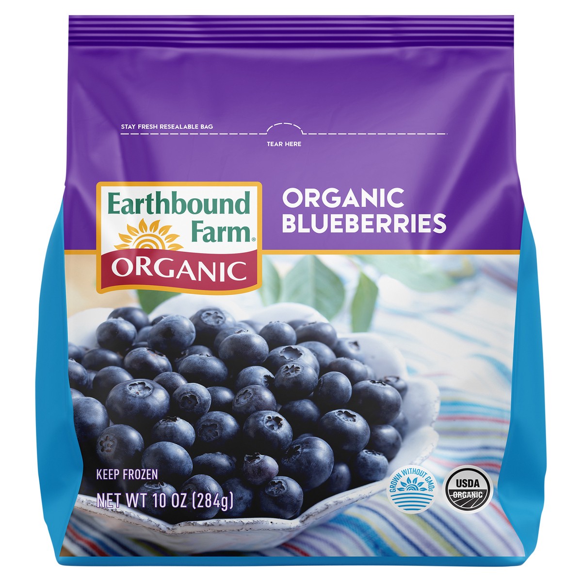 slide 1 of 3, Earthbound Farm Earth Bound Organic Frozen Blueberries, 10 oz