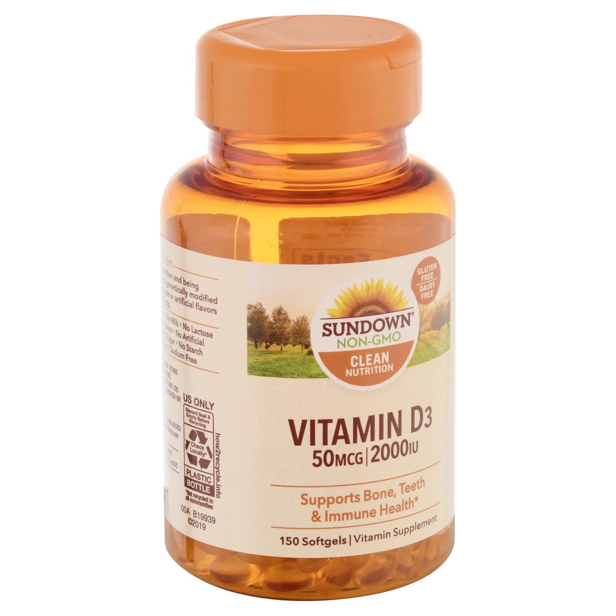 slide 9 of 9, Sundown Non-GMO 50 mcg Softgels Vitamin D3 150 ea, 120 ct