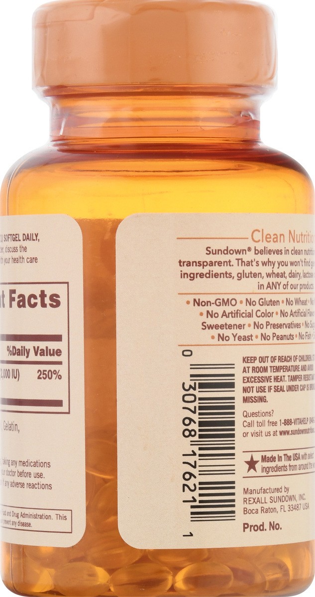 slide 5 of 9, Sundown Non-GMO 50 mcg Softgels Vitamin D3 150 ea, 120 ct