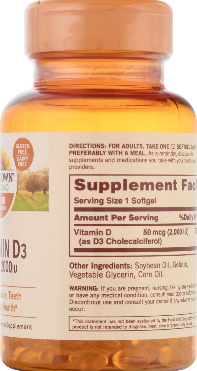 slide 7 of 9, Sundown Non-GMO 50 mcg Softgels Vitamin D3 150 ea, 120 ct