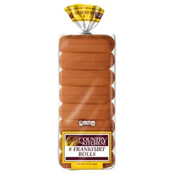 Country Kitchen Frankfurt Rolls, White Bread Hot Dogs Buns, 8 Count
