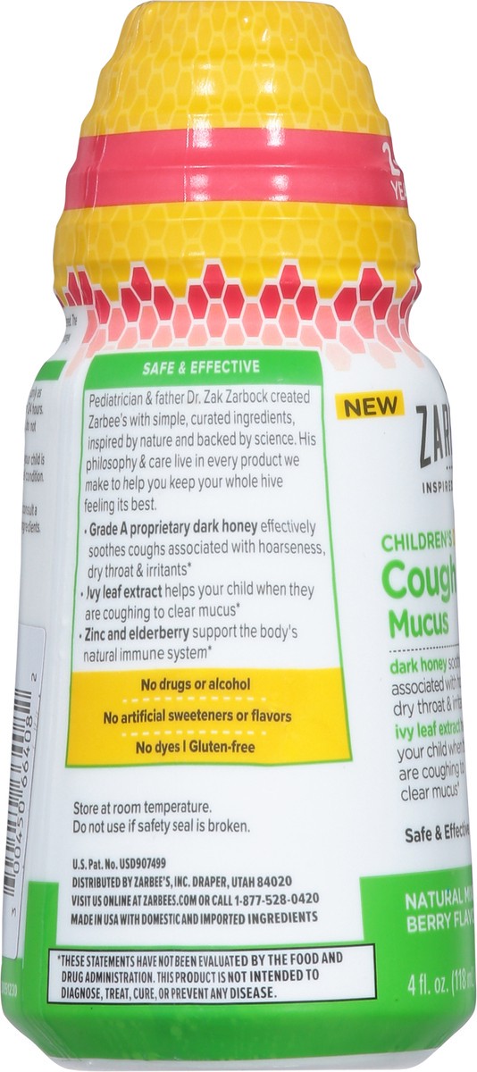 slide 14 of 15, Zarbee's Naturals Daytime Children's Natural Mixed Berry Flavor Cough Syrup + Mucus 4 fl oz, 4 fl oz