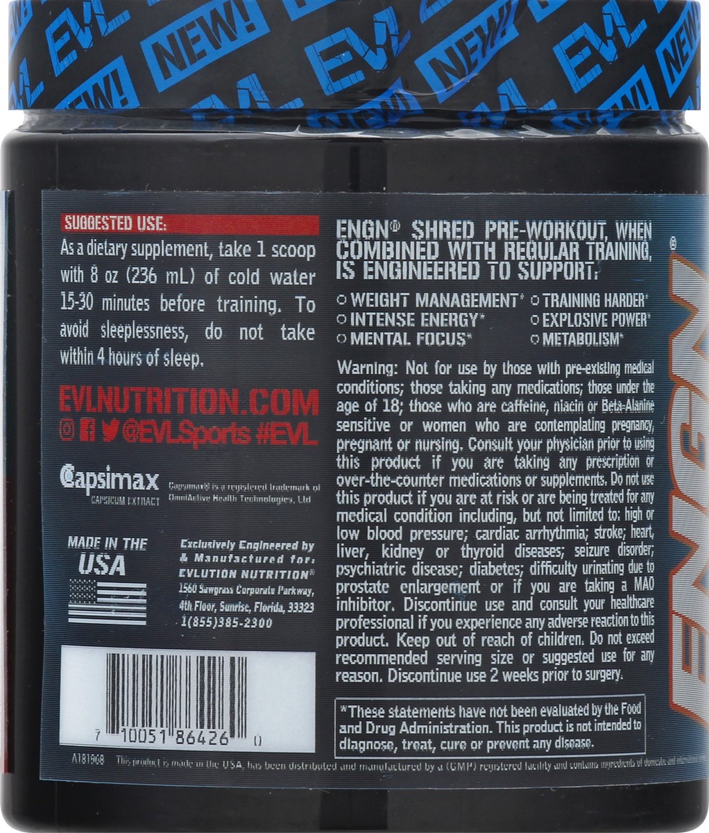 slide 5 of 12, Evlution Nutrition Engine Shred Cherry Limeade Pre-Workout Powder 8.1 oz, 8.1 oz