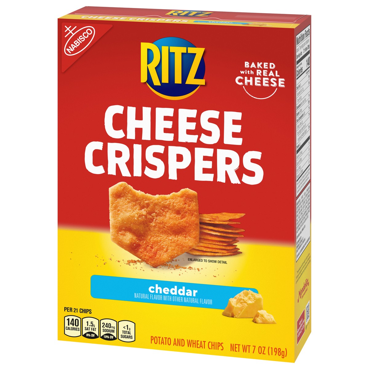 slide 3 of 8, RITZ Cheese Crispers Cheddar Chips, 7 oz, 7 oz