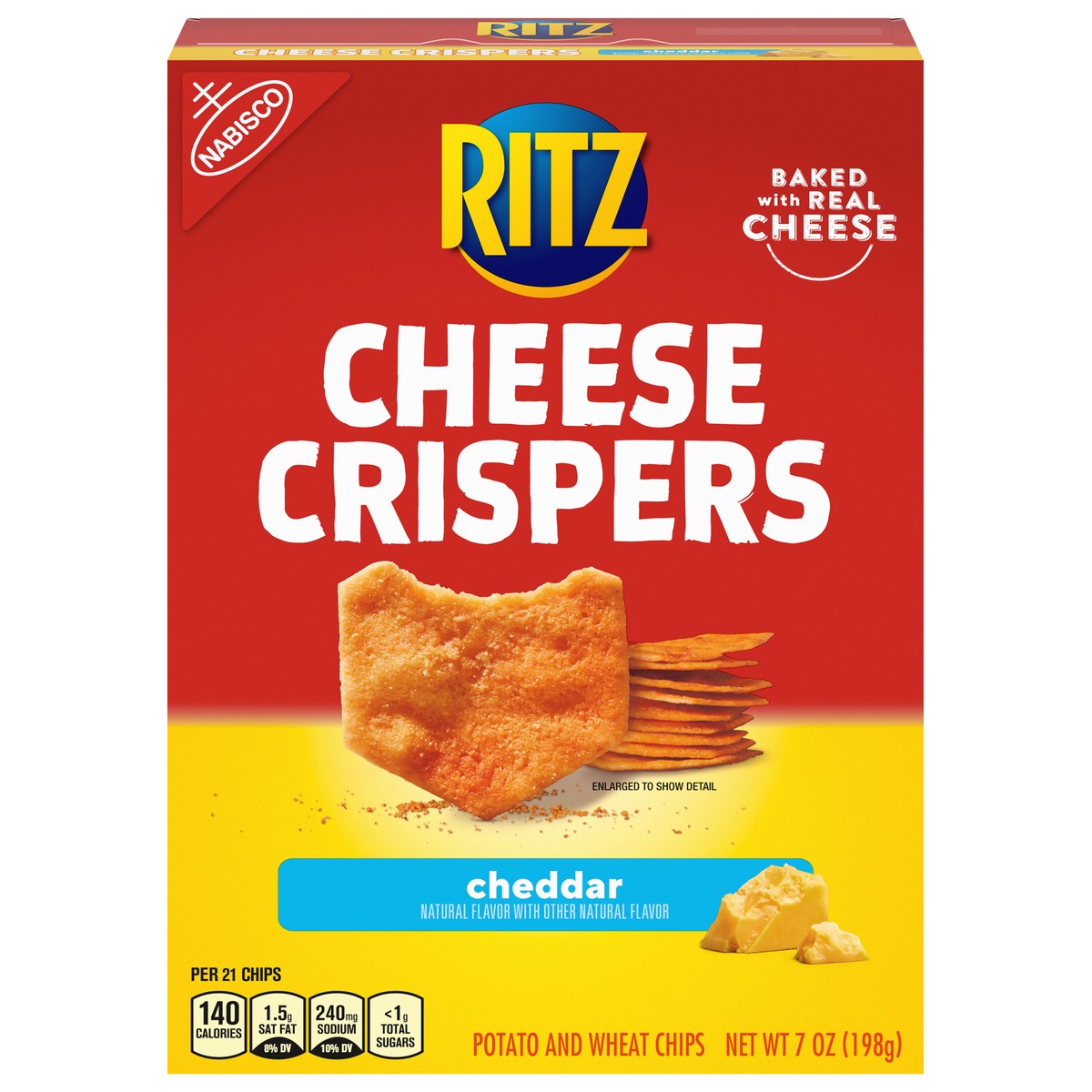 slide 1 of 8, RITZ Cheese Crispers Cheddar Chips, 7 oz, 7 oz