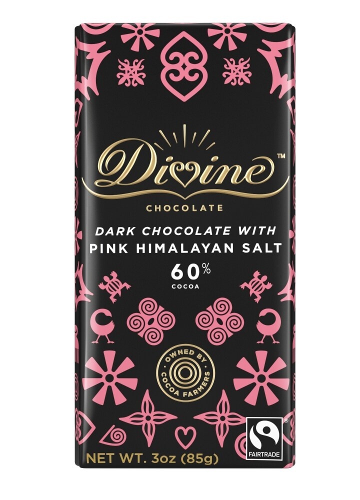 slide 1 of 1, Divine Pink Himalayan Salt Dark Chocolate Bar, 3.5 oz