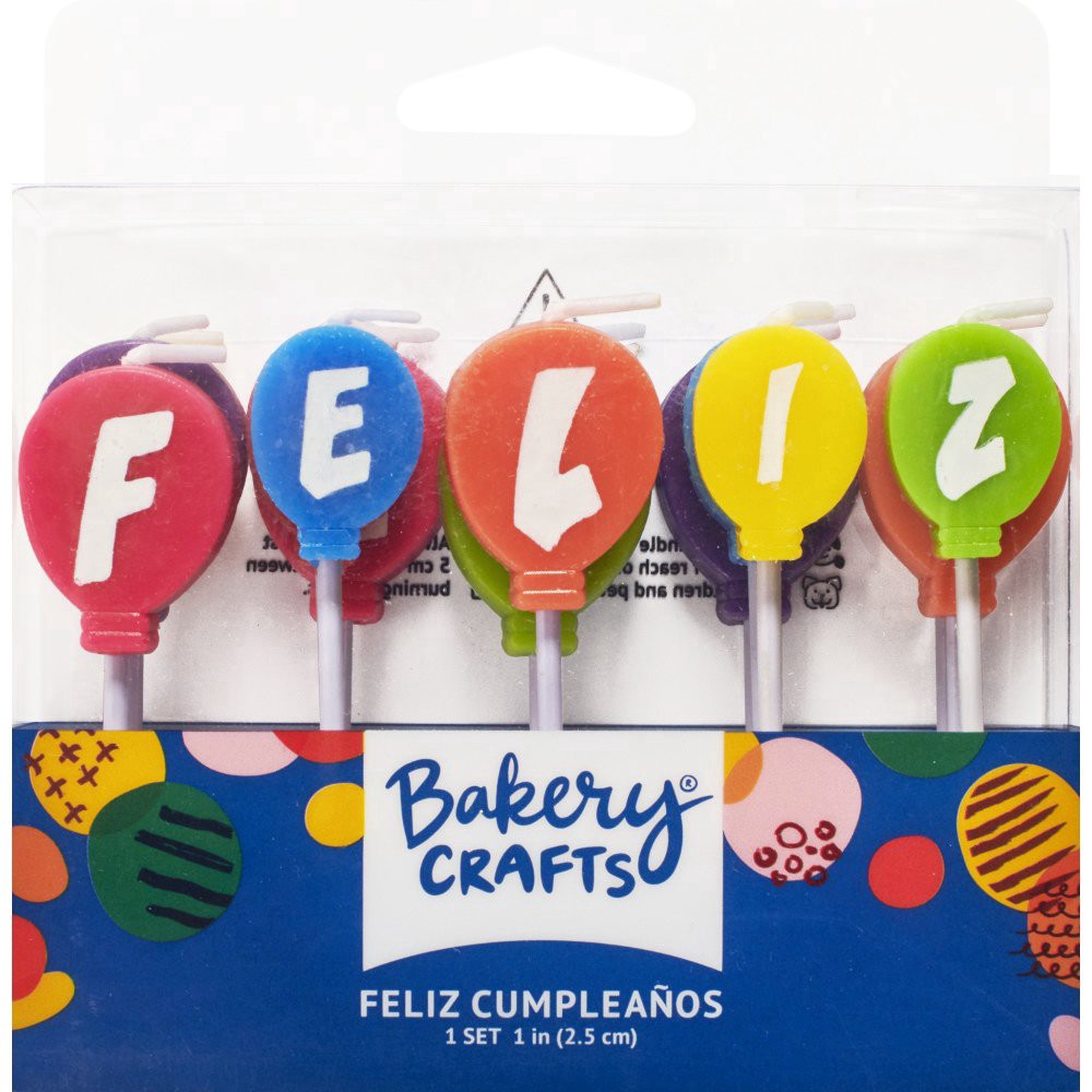 slide 1 of 1, Culpitt Feliz Cumpleanos Balloons Cake Candles, 15 ct