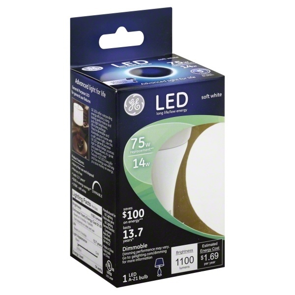 slide 1 of 1, Ge Lighting Light Bulb, Led, Soft White, 14 Watts, 1 ct