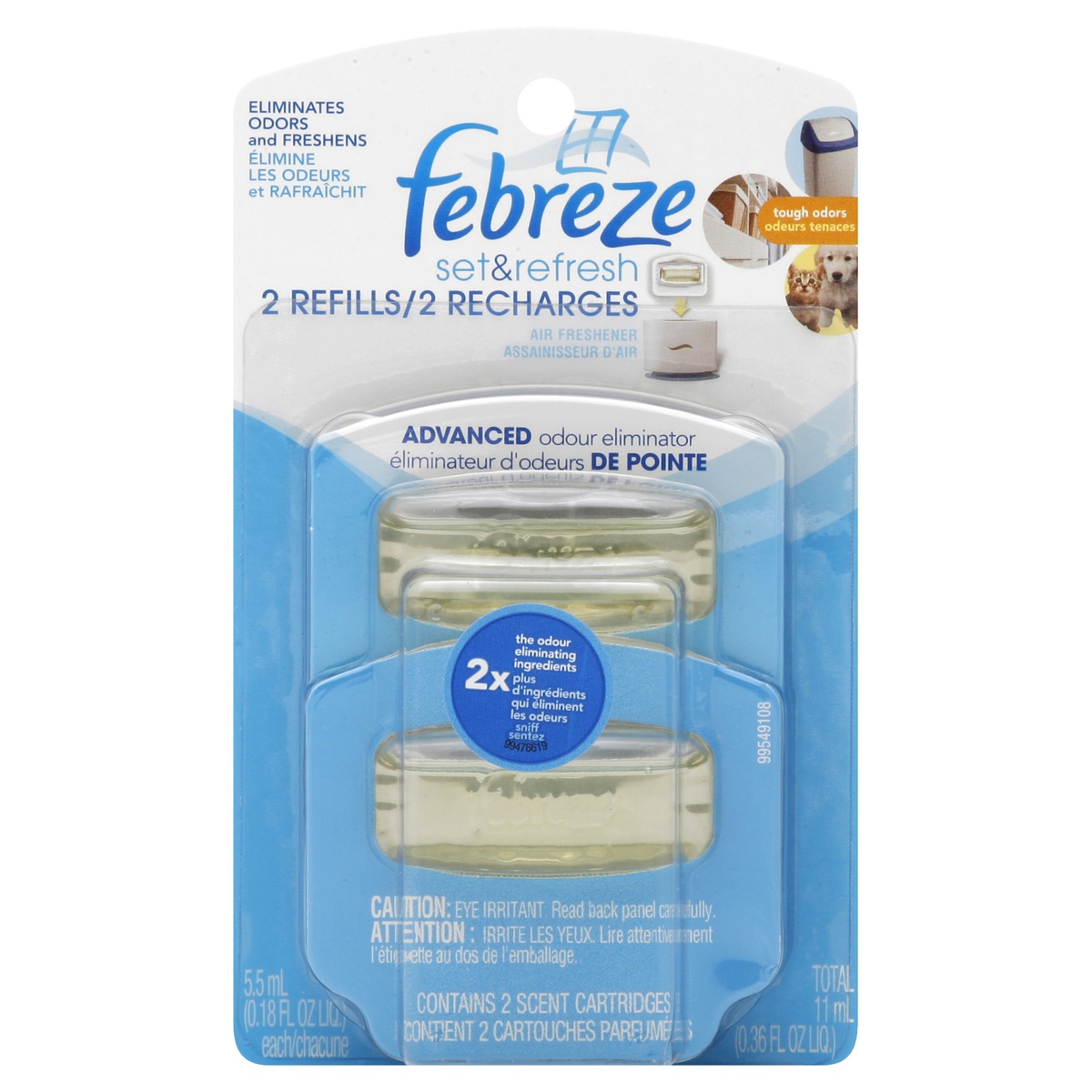 slide 1 of 1, Febreze Set & Refresh Advanced Odor Eliminator Refills, 2 ct